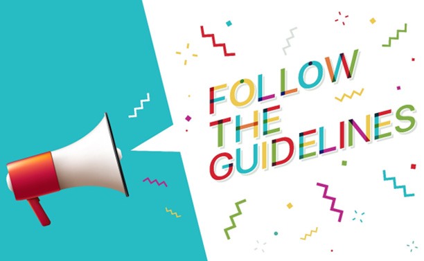 illustration of megaphone saying follow the guidelines